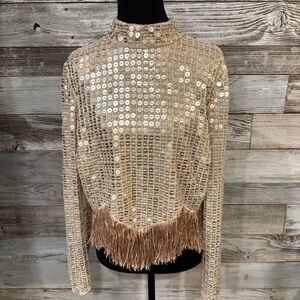 ASOS Metallic Sequin & Fringe Top